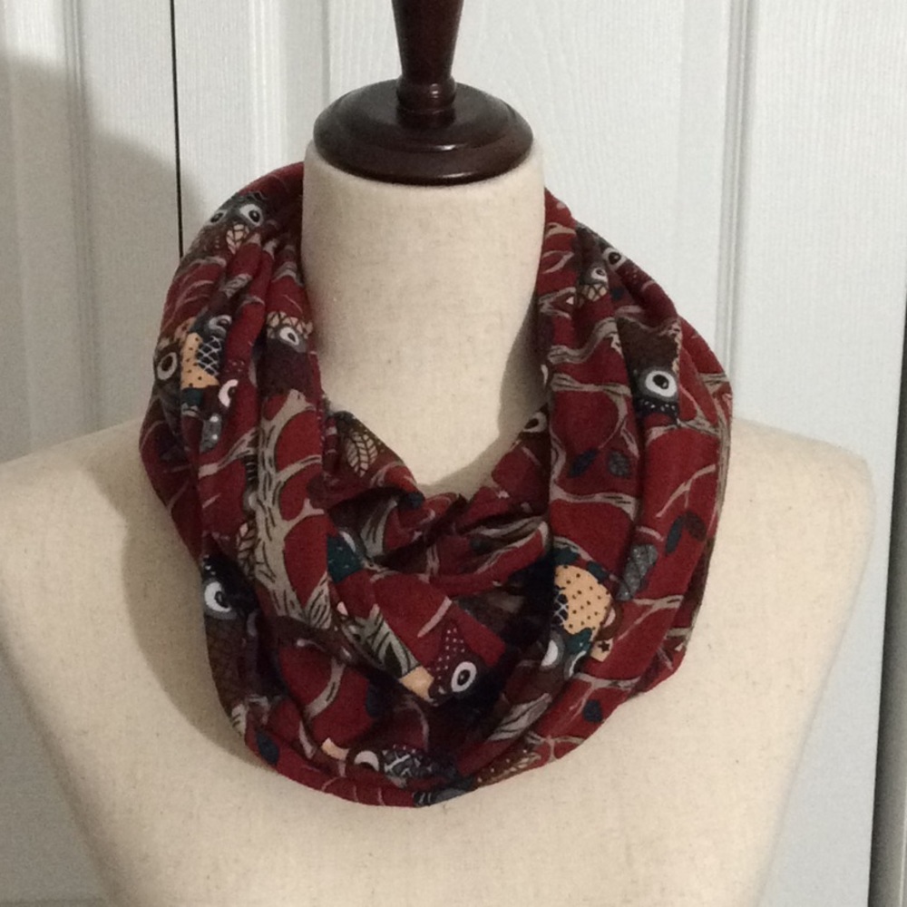 3/$25🌹Fashion Infinity Loop Scarf Owl 🦉 Print